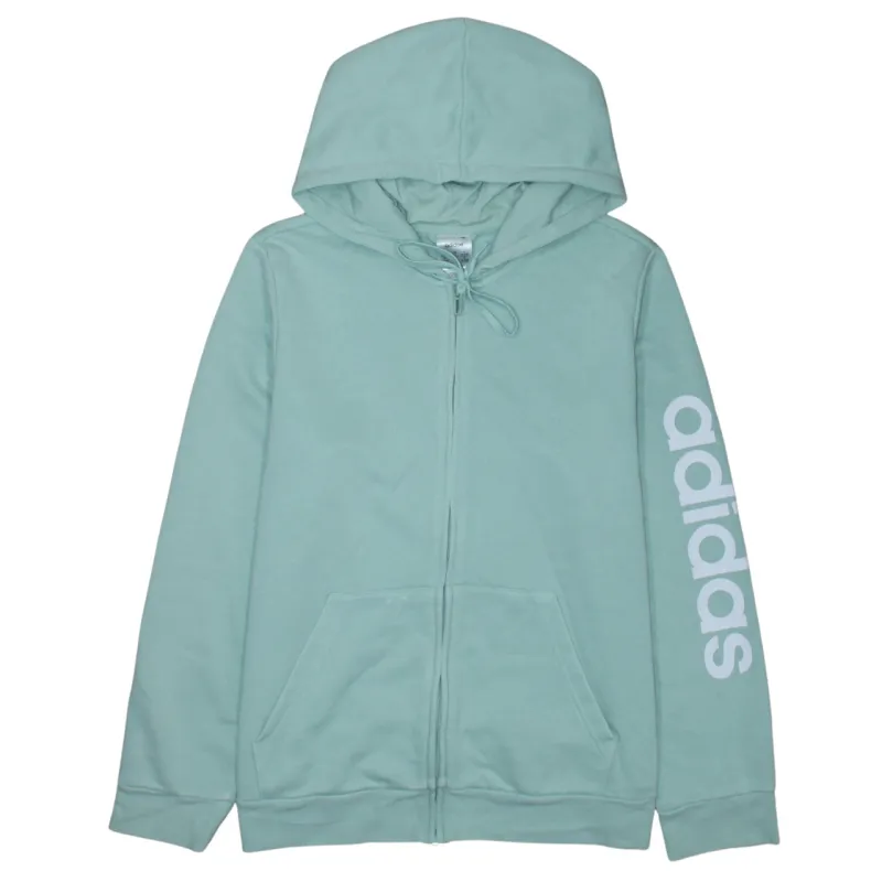 Adidas Mint Green Hoodie Women’s XLarge Full Zip Printed Sleeve Logo Pockets Sweatshirt sold by Vintage Club