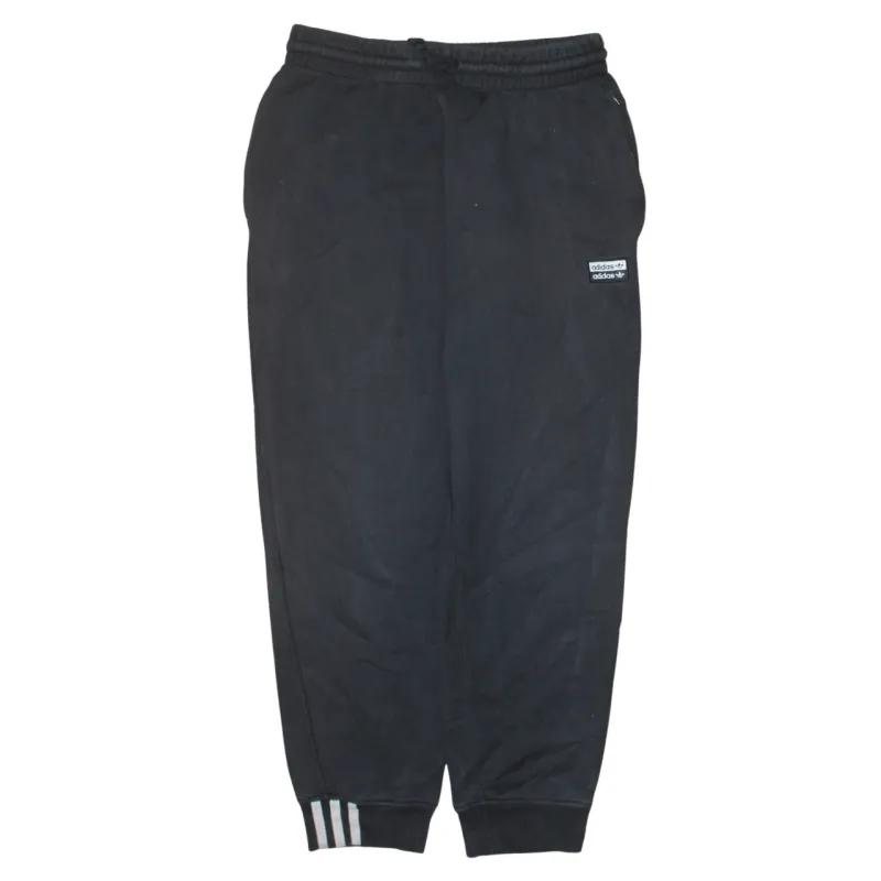 Adidas Black Joggers Men’s Medium Embroidered Badge Cuffed Hem Three Stripe Sweatpants sold by Vintage Club