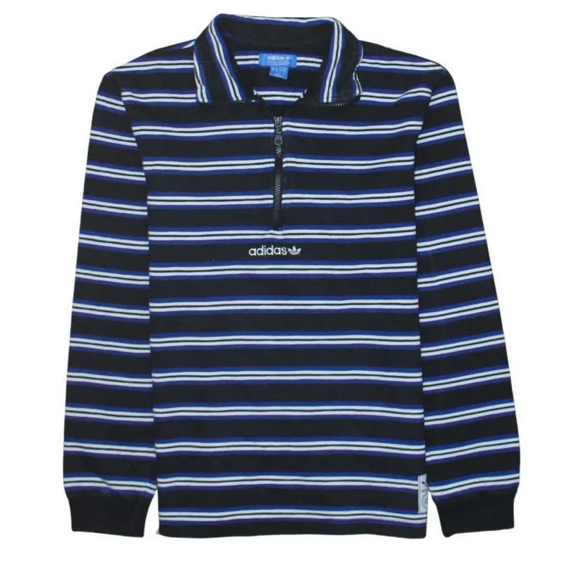 Adidas Black Stripe Sweatshirt Men's Small Half Zip Embroidered Logo Pullover Top sold by Vintage Club
