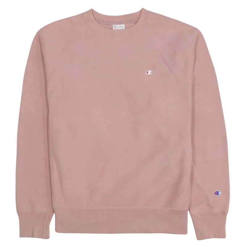 Champion Dusty Pink Sweatshirt Men's Medium Embroidered Chest Logo Reverse Weave Pullover made by Champion