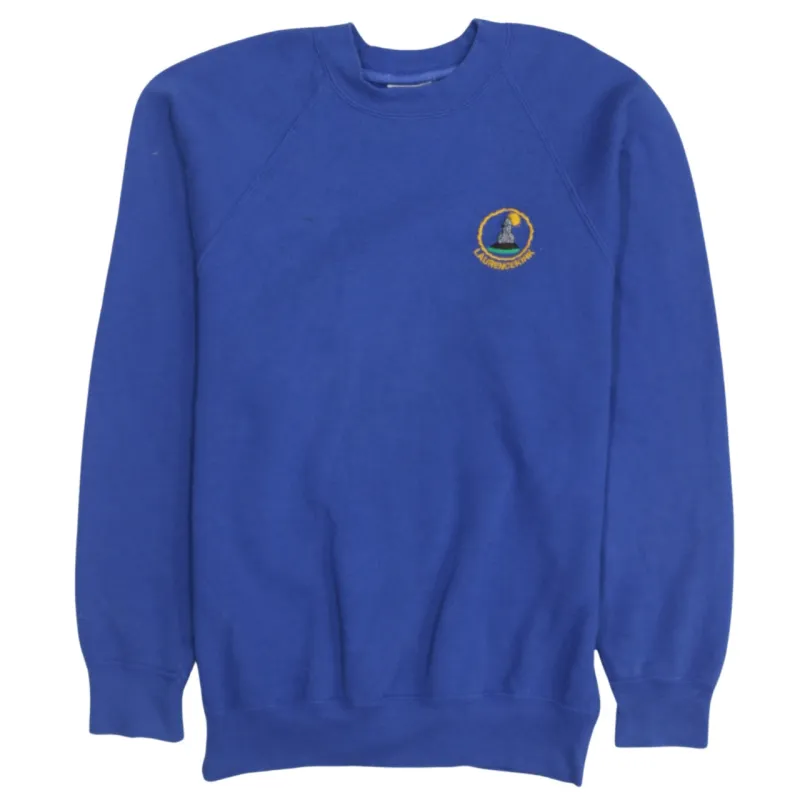 Russell Athletic Royal Blue Sweatshirt Women’s Medium Embroidered Chest Logo Crewneck Pullover Fleece Top sold by Vintage Club