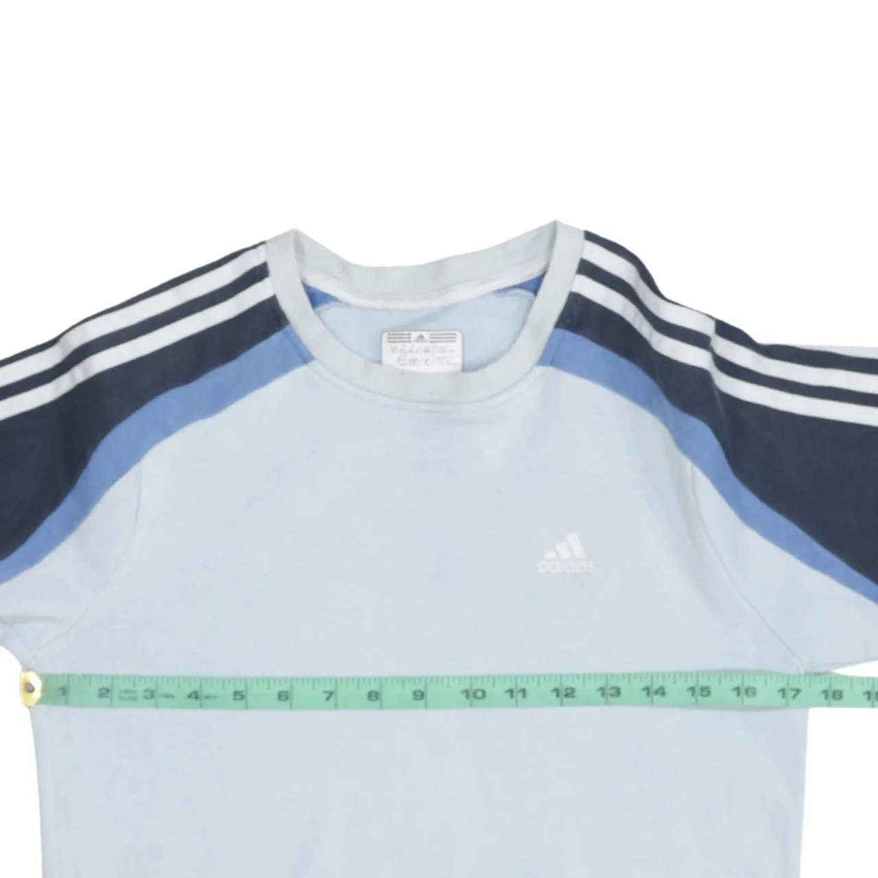 Adidas Light Blue Sweatshirt Men's XSmall Three Stripe Sleeves Embroidered Logo Pullover Top sold by Vintage Club product image thumbnail 5