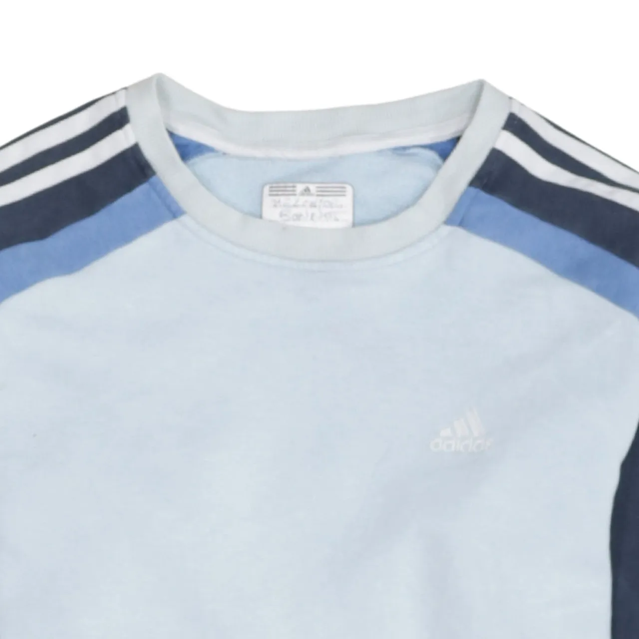 Adidas Light Blue Sweatshirt Men's XSmall Three Stripe Sleeves Embroidered Logo Pullover Top sold by Vintage Club product image thumbnail 3
