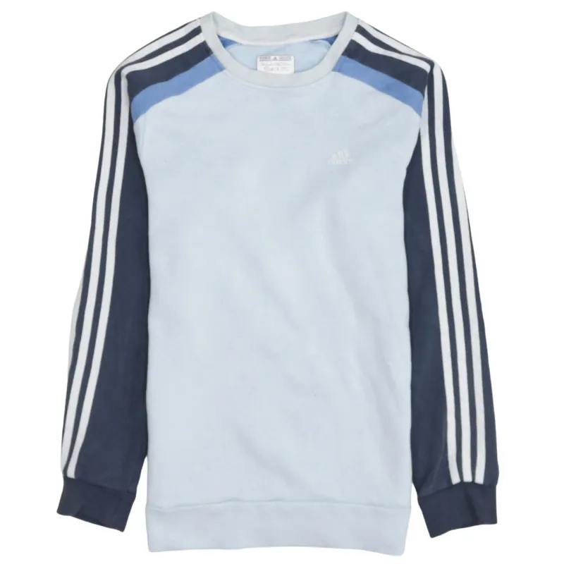 Adidas Light Blue Sweatshirt Men's XSmall Three Stripe Sleeves Embroidered Logo Pullover Top made by Adidas