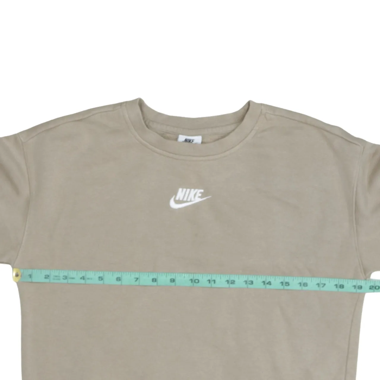 Nike Beige Cream Sweatshirt Women's Large Printed Swoosh Logo Crewneck Pullover Top sold by Vintage Club product image thumbnail 5