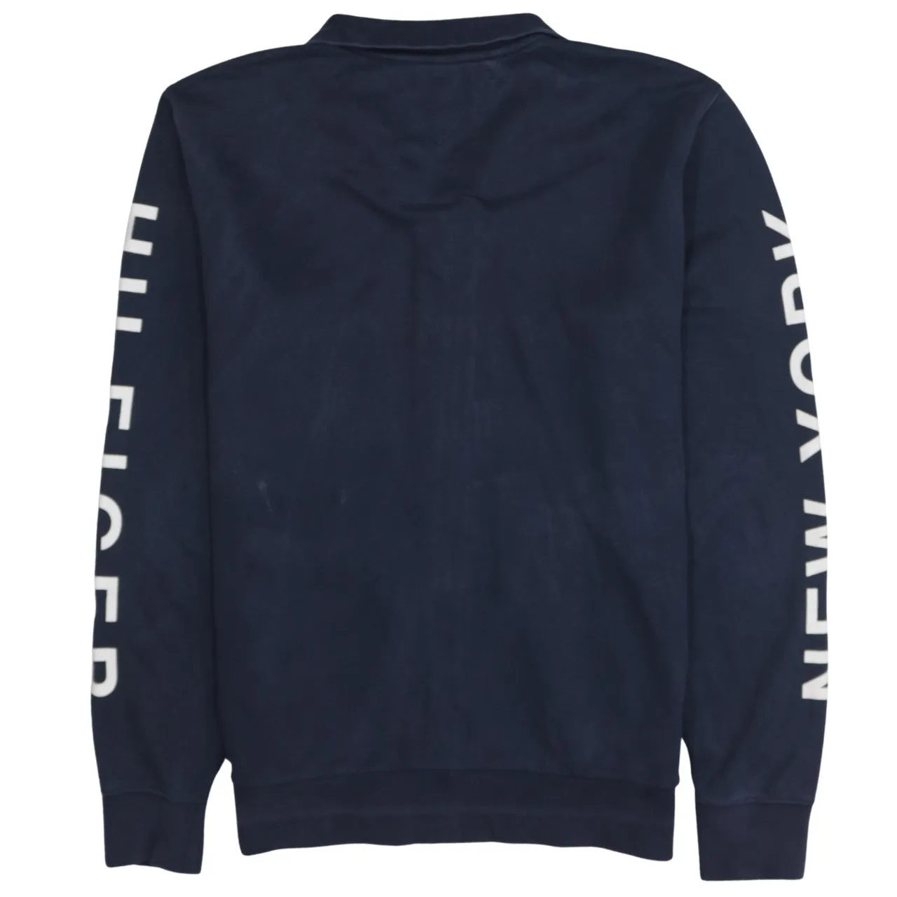 Tommy Hilfiger Navy Blue Zip Sweatshirt Women’s XLarge NYC Printed Logo Track Top sold by Vintage Club product image thumbnail 2