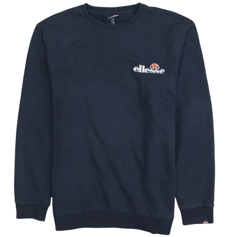 Ellesse Navy Blue Sweatshirt Women's XLarge Embroidered Chest Logo Crewneck Pullover Top made by Ellesse