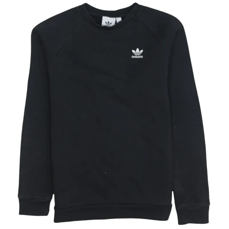 Adidas Black Sweatshirt Men’s XSmall Embroidered Trefoil Logo Crewneck Pullover Fleece Top sold by Vintage Club