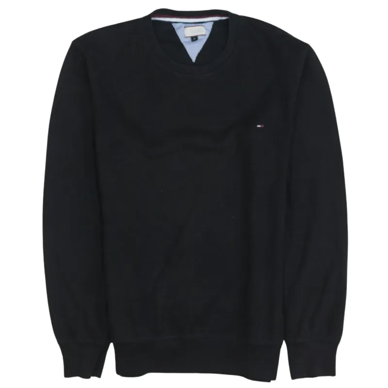 Tommy Hilfiger Black Sweatshirt Men's Medium Embroidered Flag Logo Crewneck Jumper Pullover sold by Vintage Club