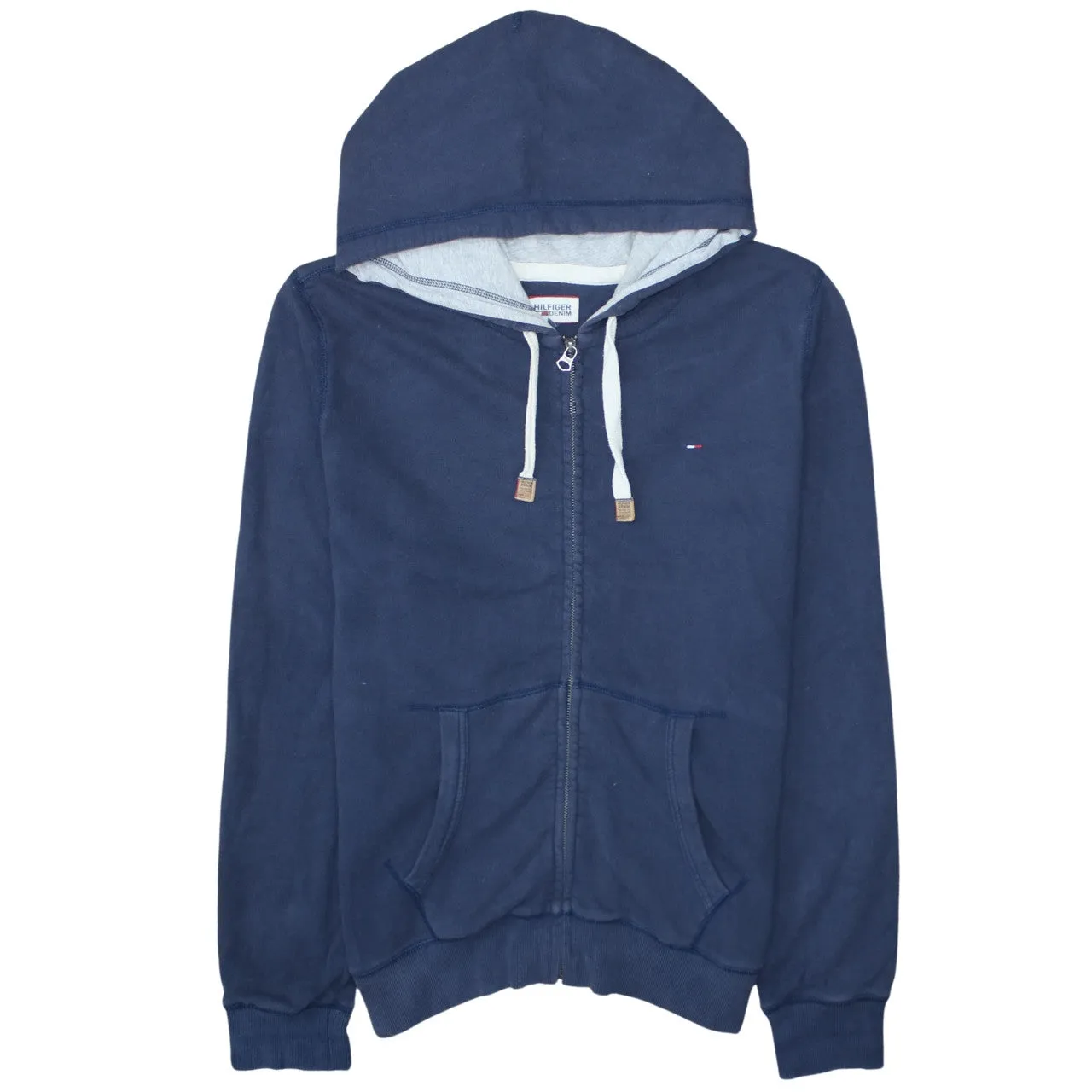Tommy Hilfiger Navy Blue Zip Hoodie Women’s 2XL Embroidered Flag Logo Pockets Sweatshirt sold by Vintage Club