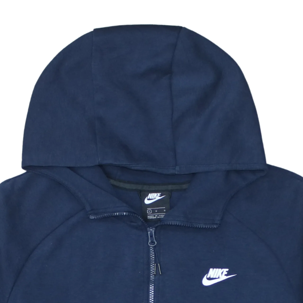 Nike Navy Blue Full Zip Hoodie Men's Large Embroidered Swoosh Split Pouch Pockets Sweatshirt sold by Vintage Club product image thumbnail 3