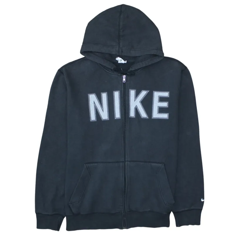 Nike Black Full Zip Hoodie Men’s XLarge Printed NIKE Logo Front Pockets Sweatshirt sold by Vintage Club