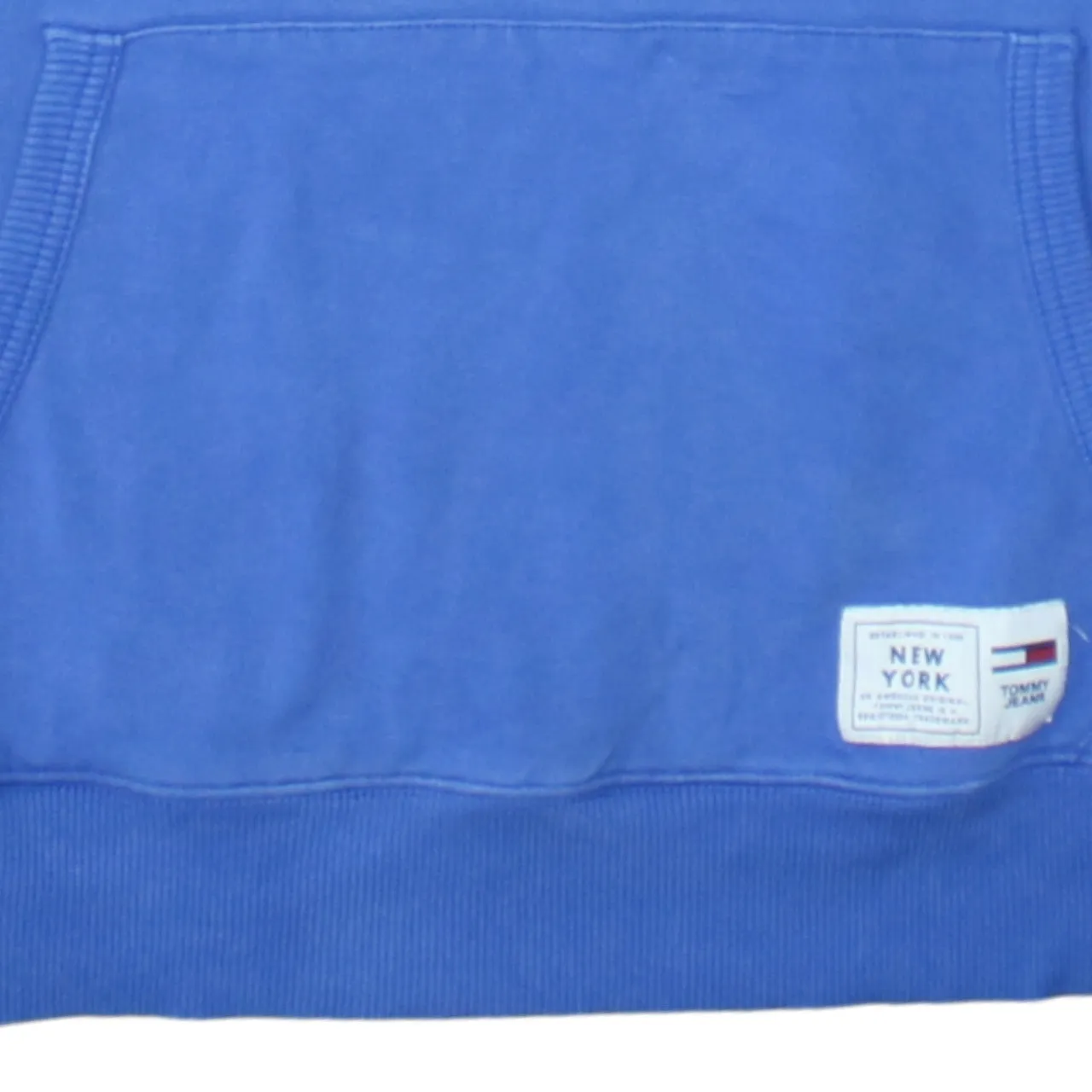 Tommy Jeans Blue Hoodie Men's Large Embroidered Script Logo Front Pocket Pullover Sweatshirt sold by Vintage Club product image thumbnail 4