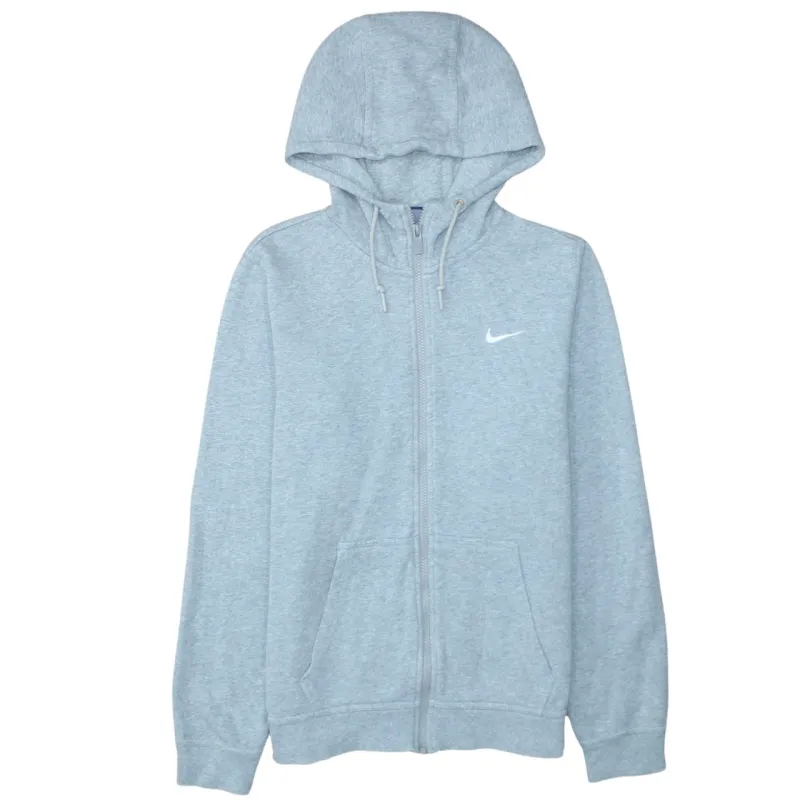 Nike Light Grey Full Zip Hoodie Men's Small Embroidered Swoosh Split Pocket Sweatshirt sold by Vintage Club