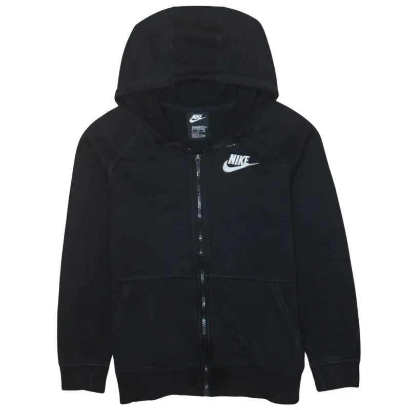 Nike Black Full Zip Hoodie Women’s XLarge Embroidered Swoosh Split Pouch Pocket Sweatshirt sold by Vintage Club