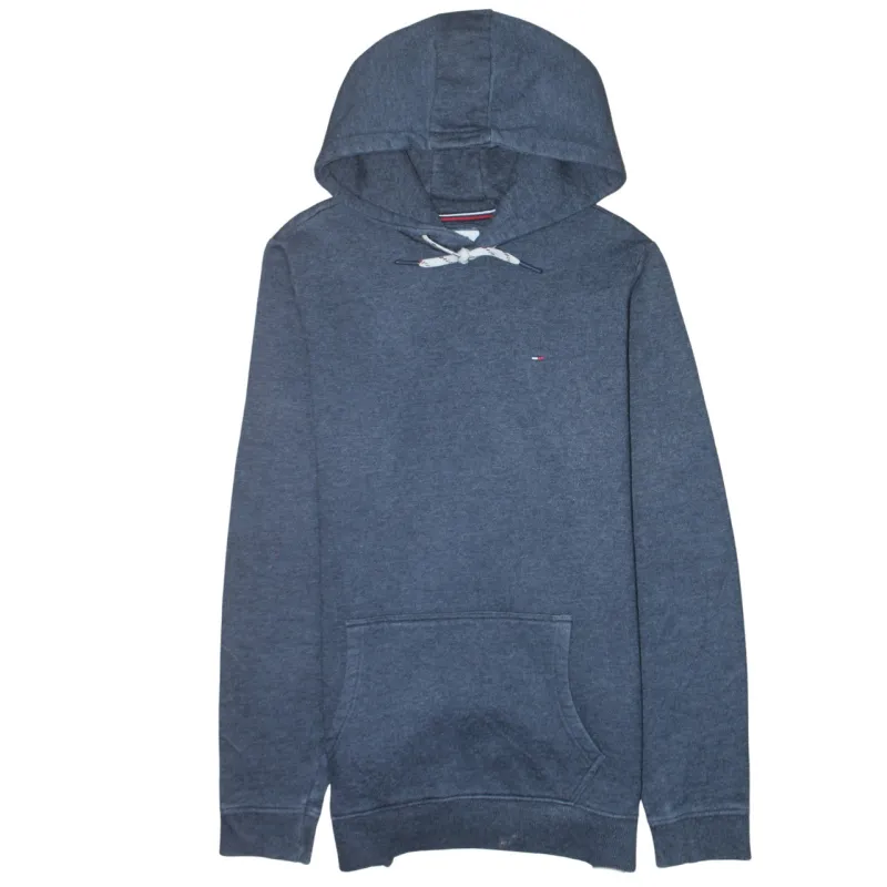 Tommy Hilfiger Navy Blue Hoodie Men's Medium Embroidered Flag Logo Front Pocket Pullover Sweatshirt sold by Vintage Club