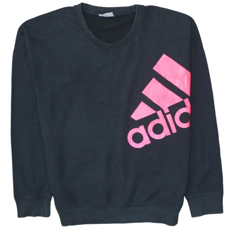 Adidas Black Sweatshirt Women’s Medium Pink Printed Logo Crewneck Pullover Top sold by Vintage Club