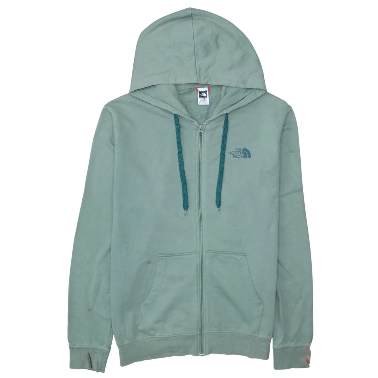 The North Face Sage Green Zip Hoodie Men's Large Embroidered Logo Drawstring Pockets Sweatshirt sold by Vintage Club