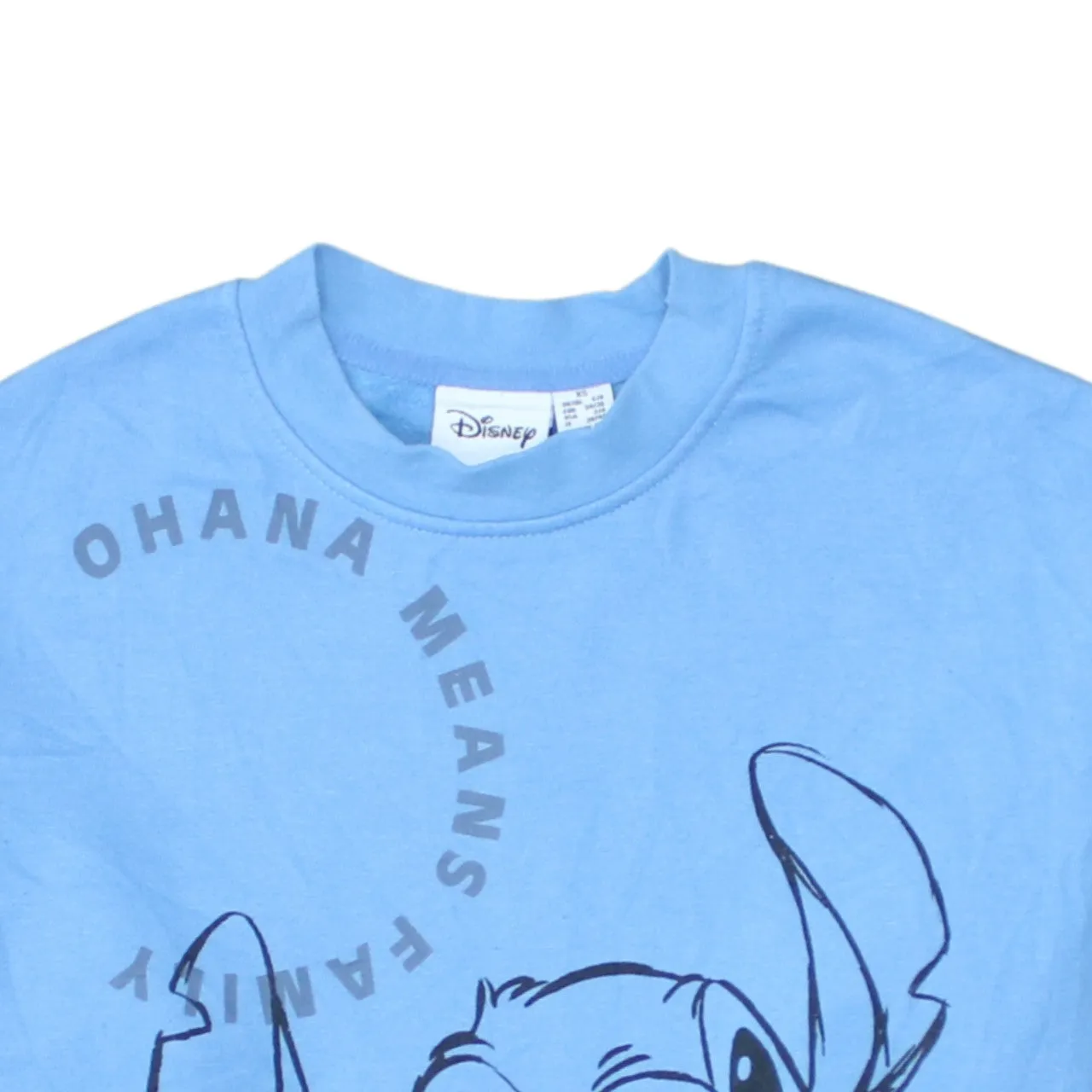 Disney Light Blue Sweatshirt Women’s XSmall Printed Stitch Graphic Ohana Means Family Pullover sold by Vintage Club product image thumbnail 3