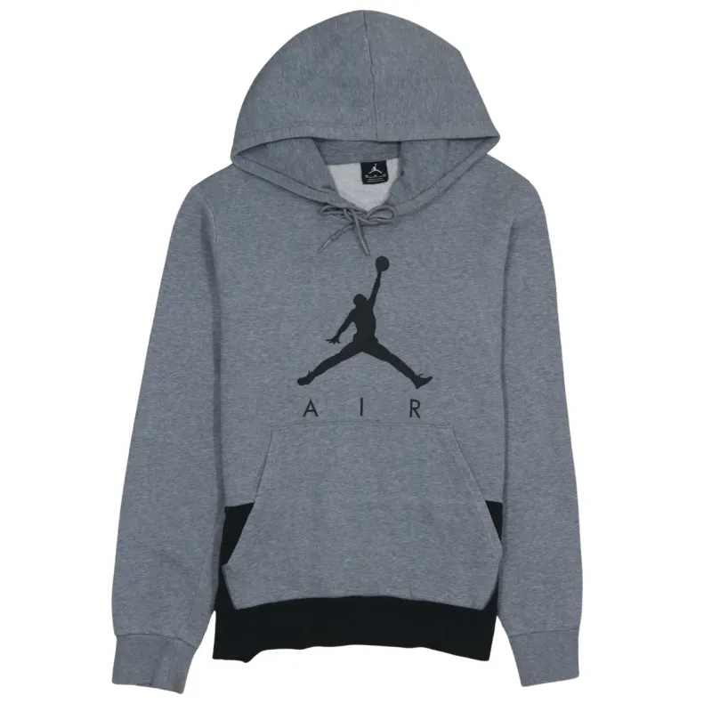 Jordan Grey Hoodie Women’s Medium Printed Jumpman Air Logo Front Pocket Pullover Sweatshirt sold by Vintage Club