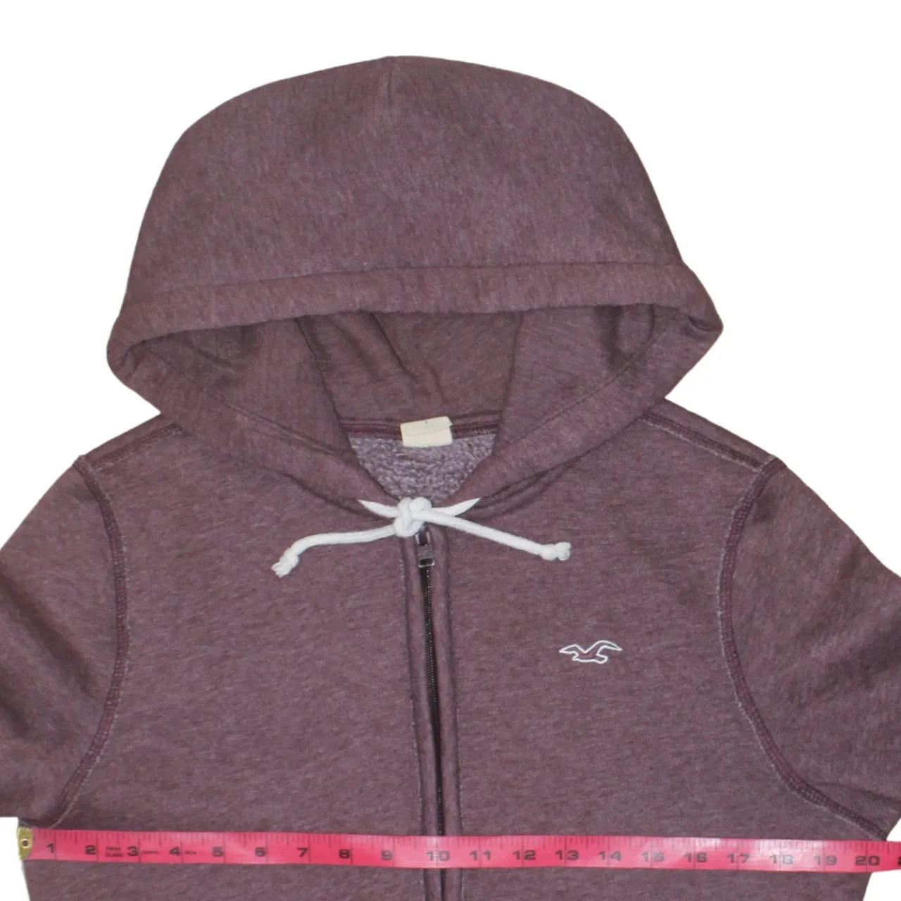 Hollister Burgundy Red Hoodie Men's Small Zip Up Embroidered Logo Front Pockets Sweatshirt sold by Vintage Club product image thumbnail 5