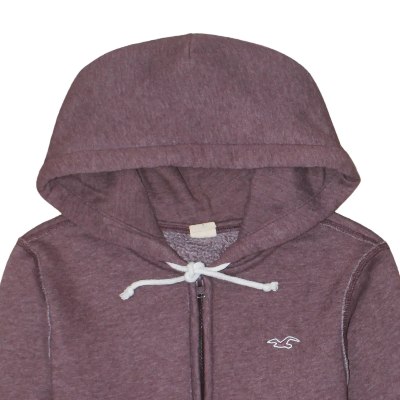 Hollister Burgundy Red Hoodie Men's Small Zip Up Embroidered Logo Front Pockets Sweatshirt sold by Vintage Club product image thumbnail 3