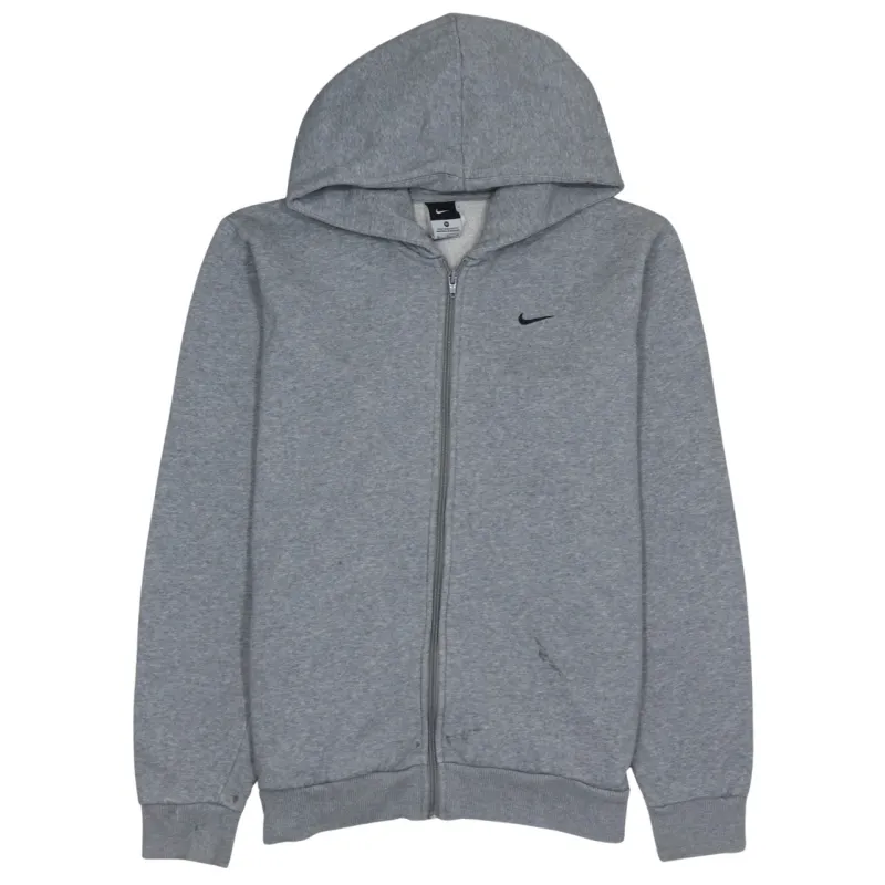 Nike Grey Full Zip Hoodie Men's Medium Embroidered Swoosh Fleece Lined Sweatshirt sold by Vintage Club