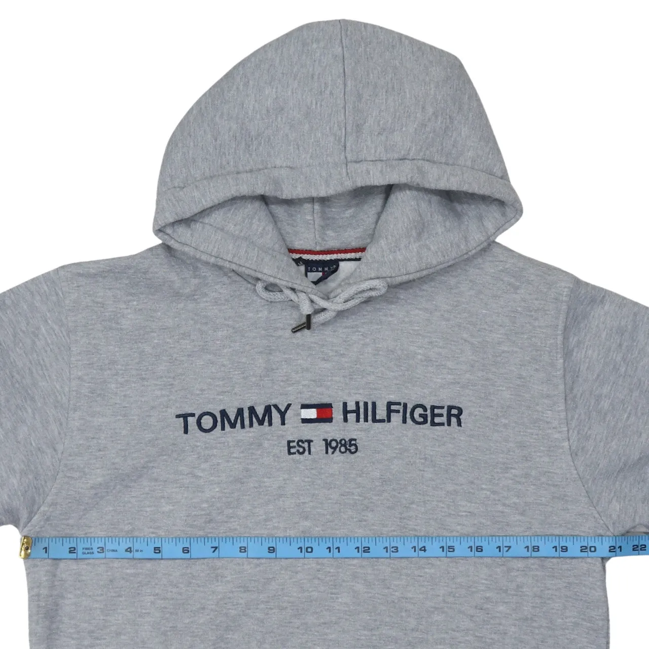 Tommy Hilfiger Grey Hoodie Men's Medium Embroidered Logo Drawstring Front Pocket Sweatshirt sold by Vintage Club product image thumbnail 5