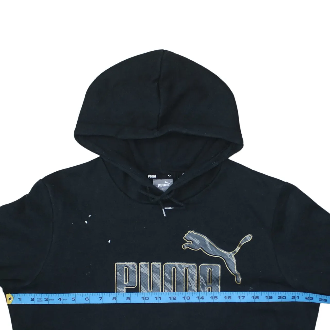 Puma Black Hoodie Men's Medium Printed Big Logo Front Pocket Pullover Sweatshirt sold by Vintage Club product image thumbnail 5