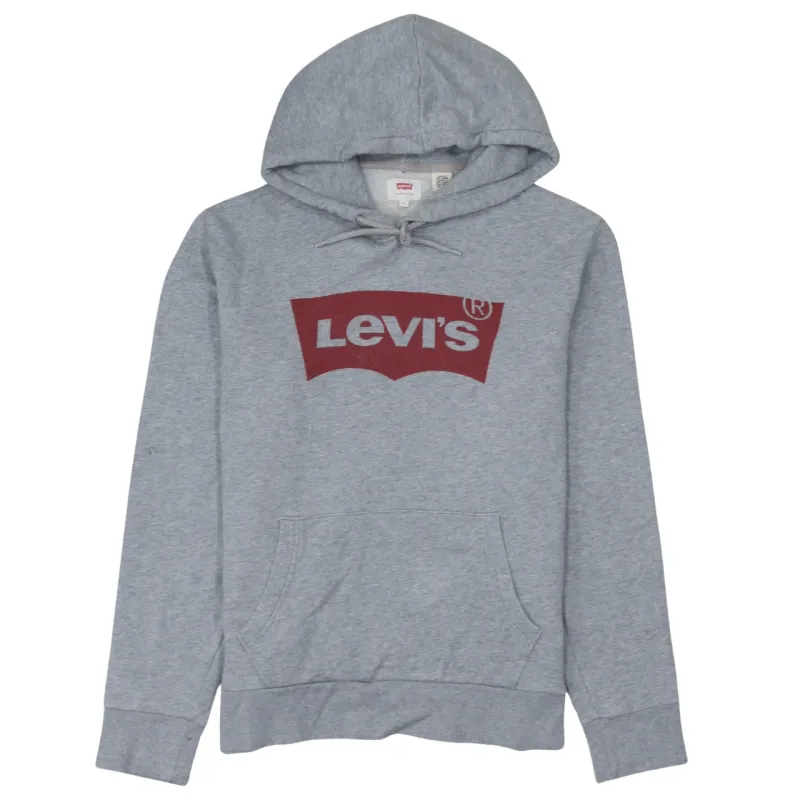 Levi's Grey Hoodie Men's Medium Printed Batwing Logo Front Pocket Pullover Sweatshirt sold by Vintage Club