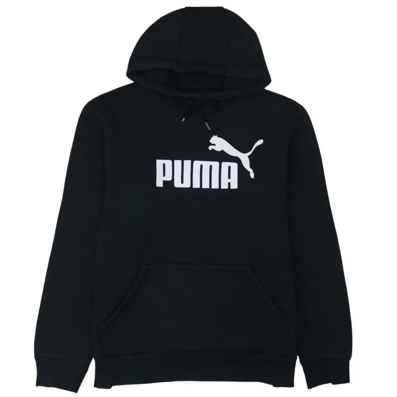 Puma Black Hoodie Women’s Large Printed Logo Drawstring Hood Front Pocket Sweatshirt sold by Vintage Club