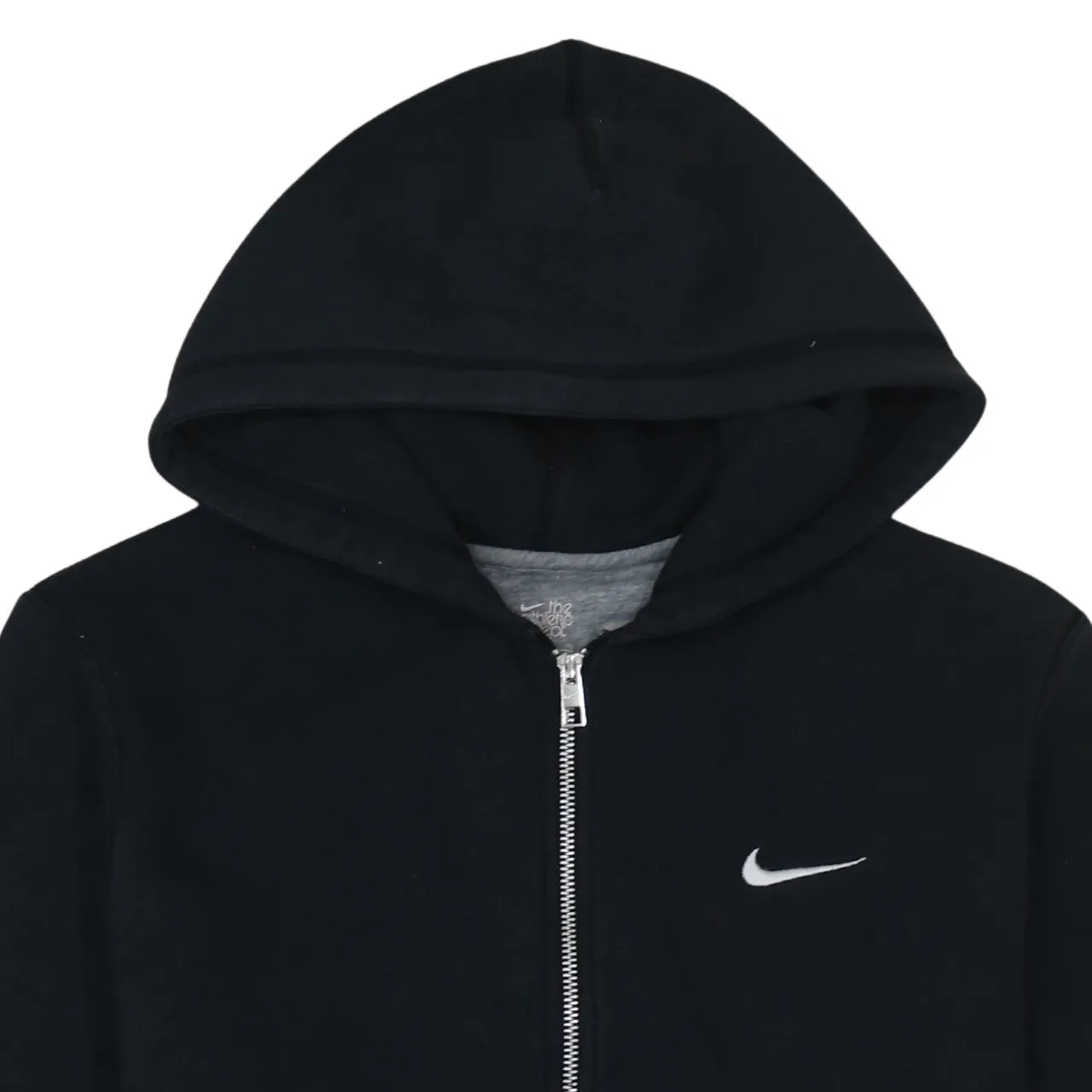 Nike Black Full Zip Hoodie Women’s Large Embroidered Swoosh Split Pocket Sweatshirt sold by Vintage Club product image thumbnail 3