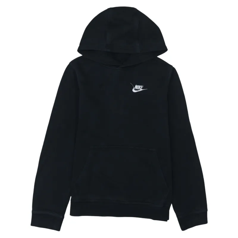 Nike Black Hoodie Women’s Large Embroidered Swoosh Logo Front Pouch Pullover Sweatshirt sold by Vintage Club