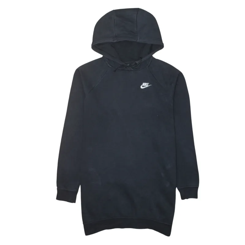 Nike Black Pullover Hoodie Men’s Small Embroidered Swoosh Logo Longline Sweatshirt sold by Vintage Club