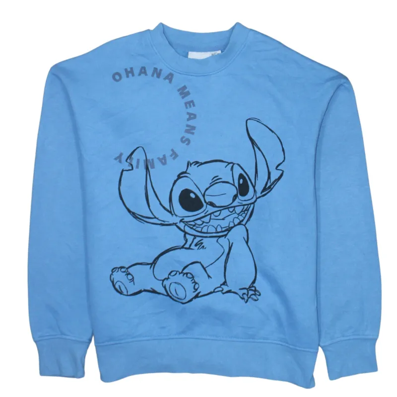 Disney Blue Sweatshirt Women’s XXSmall Printed Stitch Graphic Ohana Means Family Pullover Top sold by Vintage Club