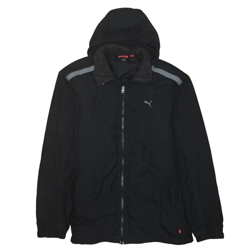 Puma Black Hooded Jacket Women’s XXLarge Full Zip Reflective Logo Windbreaker Outerwear made by Puma