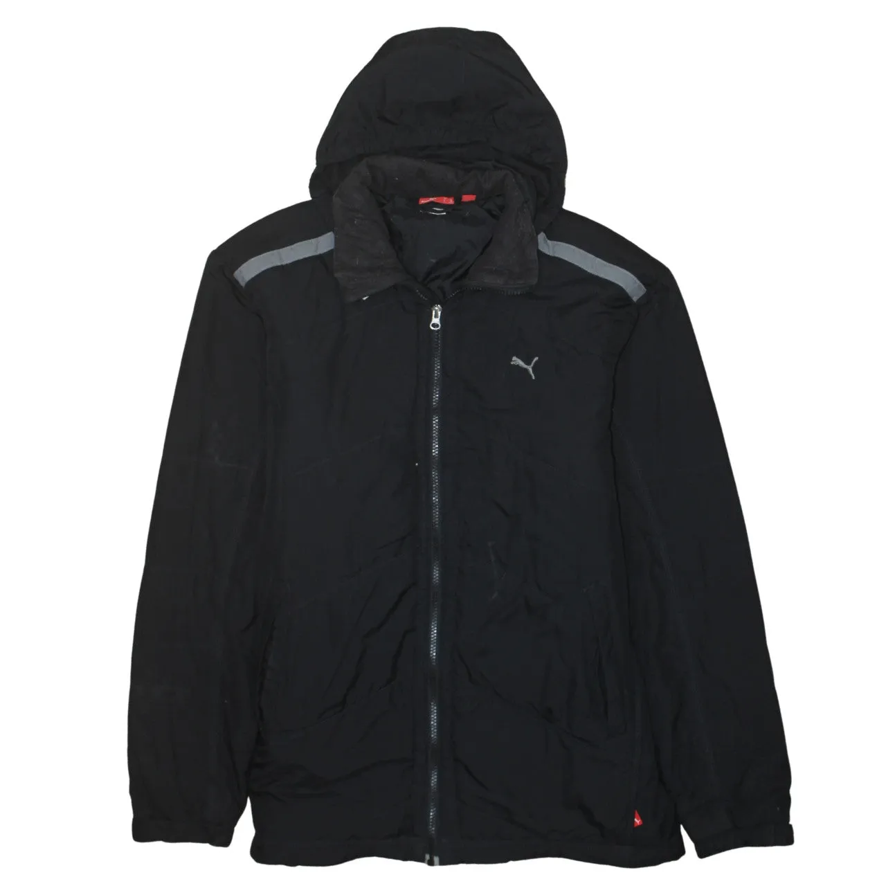 Puma Black Hooded Jacket Women’s XXLarge Full Zip Reflective Logo Windbreaker Outerwear sold by Vintage Club