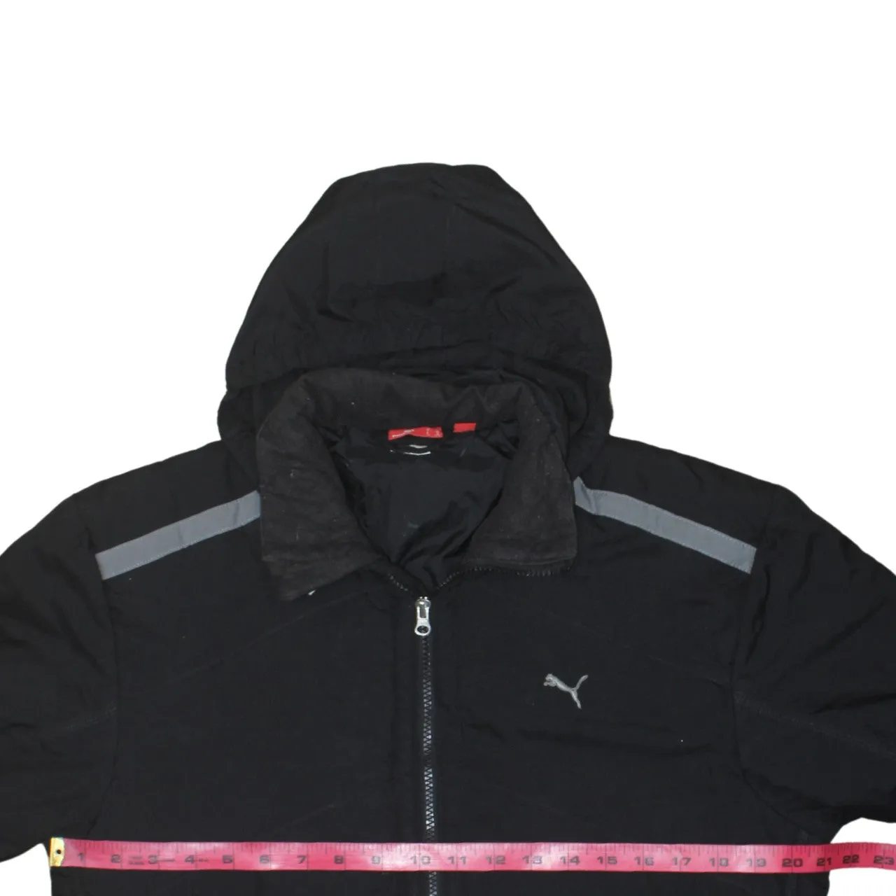 Puma Black Hooded Jacket Women’s XXLarge Full Zip Reflective Logo Windbreaker Outerwear sold by Vintage Club product image thumbnail 5