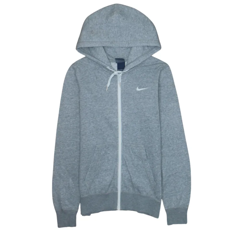 Nike Grey Full Zip Hoodie Women's Small Embroidered Swoosh Drawstring Fleece Sweatshirt sold by Vintage Club