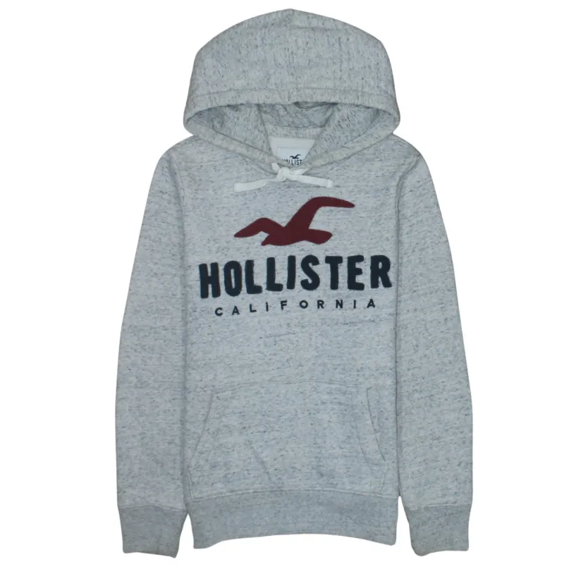 Hollister Light Grey Hoodie Men's XSmall Embroidered Logo Front Pouch Fleece Pullover Sweatshirt sold by Vintage Club
