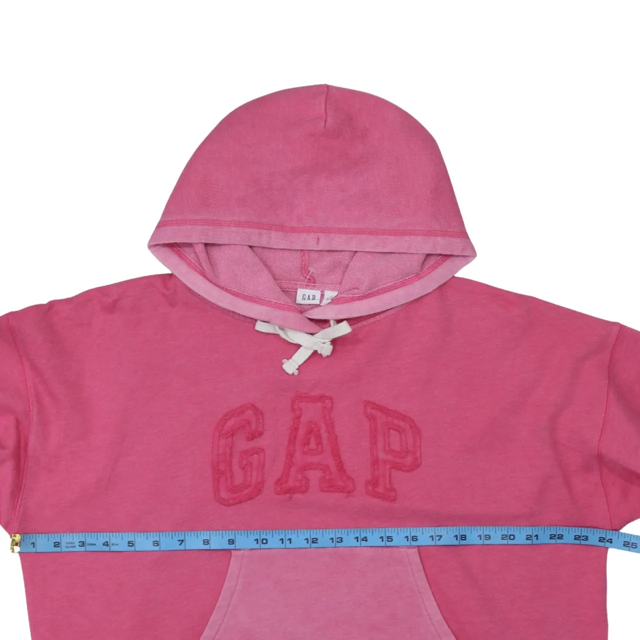 Gap Pink Hoodie Men's Medium Embroidered Logo Lace Neck Front Pocket Sweatshirt sold by Vintage Club product image thumbnail 5
