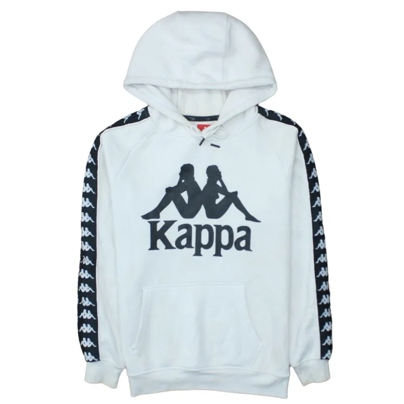 Kappa White Hoodie Men's Small Big Logo Tape Sleeves Pullover Sweatshirt sold by Vintage Club