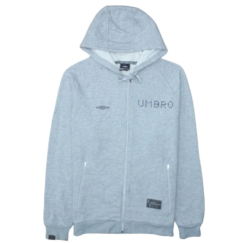 Umbro Light Grey Zip Hoodie Women's Medium Printed Logos Zip Pockets Casual Sweatshirt made by Umbro