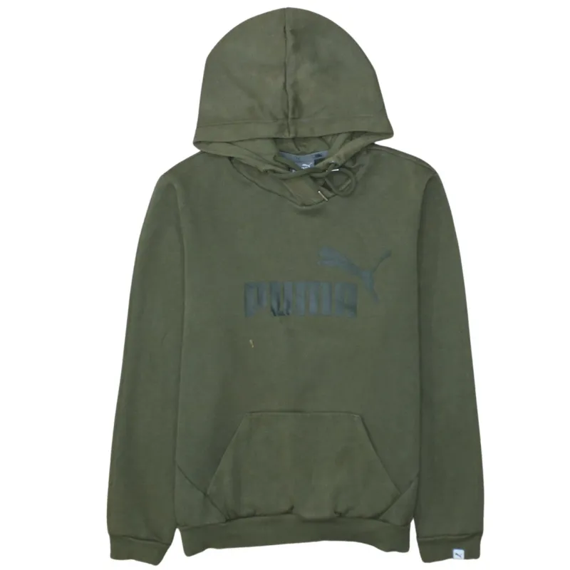 Puma Khaki Green Hoodie Women’s XLarge Printed Logo Front Pocket Pullover Sweatshirt made by Puma