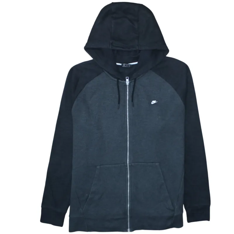 Nike Black Full Zip Hoodie Women’s XLarge Small Swoosh Logo Split Pockets Sweatshirt made by Nike