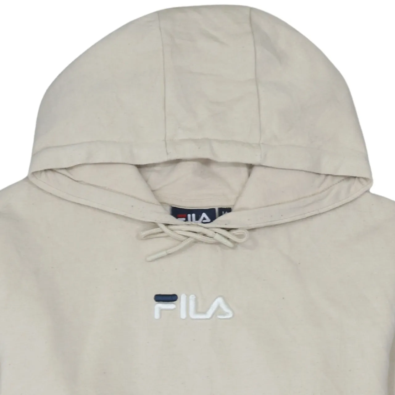 Fila Beige Cream Hoodie Men's Medium Embroidered Chest Logo Front Pocket Pullover Sweatshirt sold by Vintage Club product image thumbnail 3