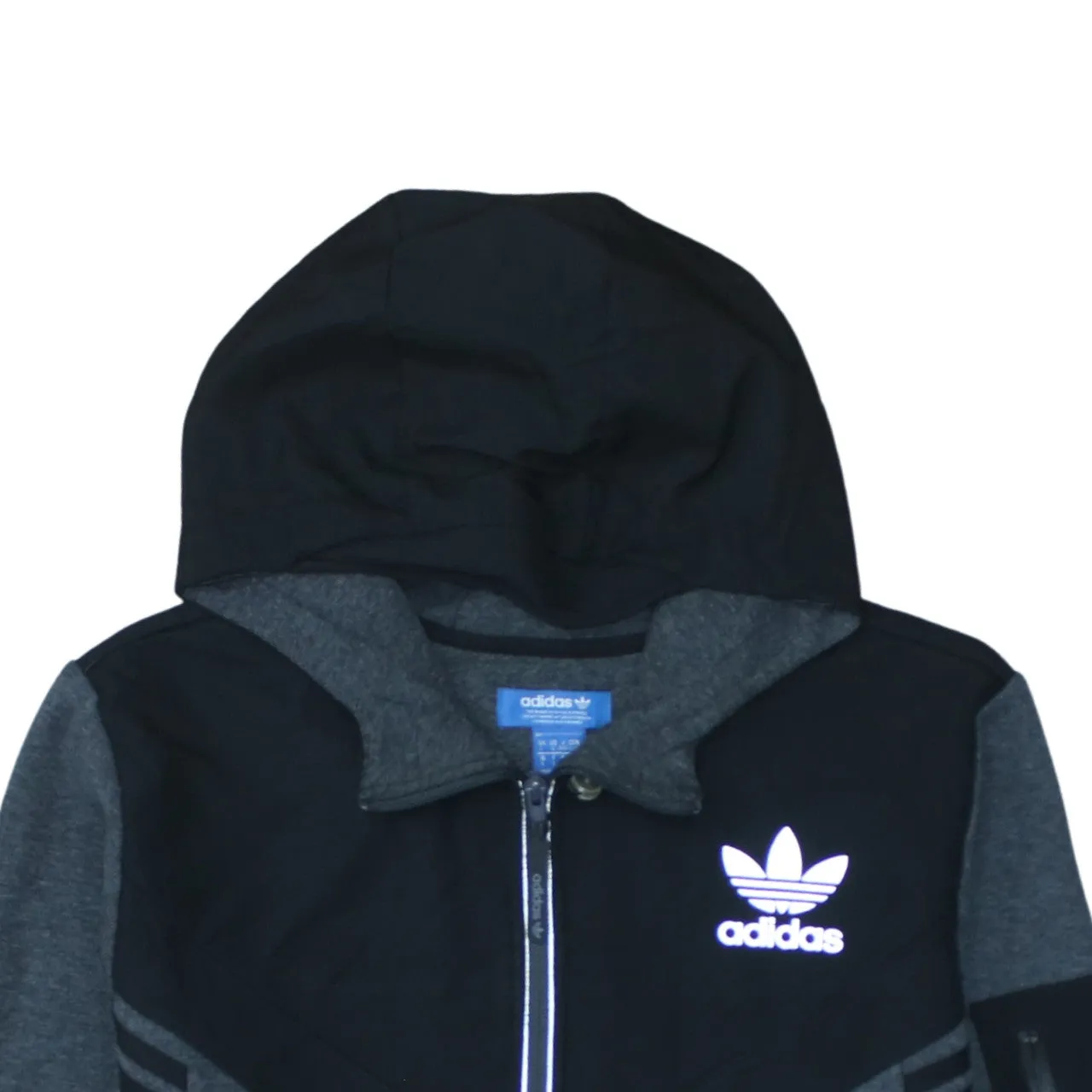 Adidas Dark Grey Black Hoodie Women’s Large Full Zip Trefoil Printed Logo Pockets Jacket sold by Vintage Club product image thumbnail 3