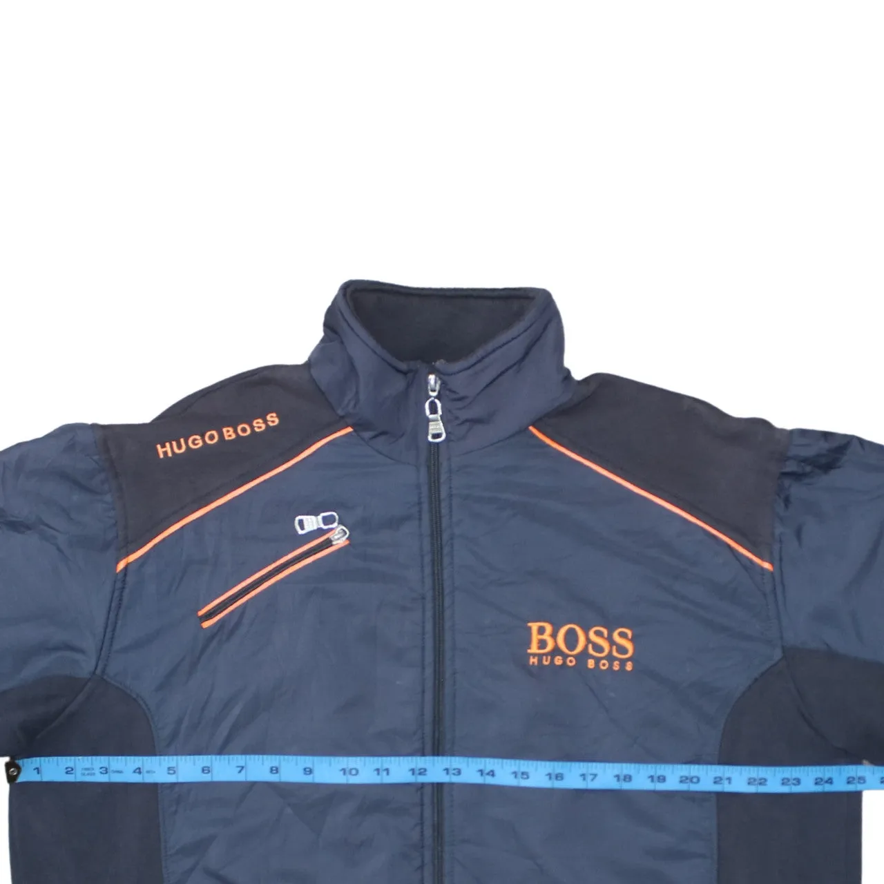 HUGO BOSS Navy Blue Jacket Women's 3XL Embroidered Logos Zip Pockets Fleece Lined Track Top sold by Vintage Club product image thumbnail 5