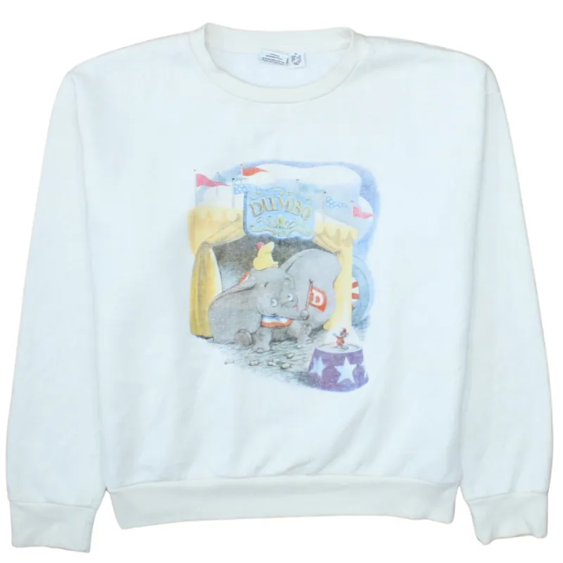 Disney White Dumbo Sweatshirt Women's XSmall Printed Circus Graphic Pullover Top made by Disney