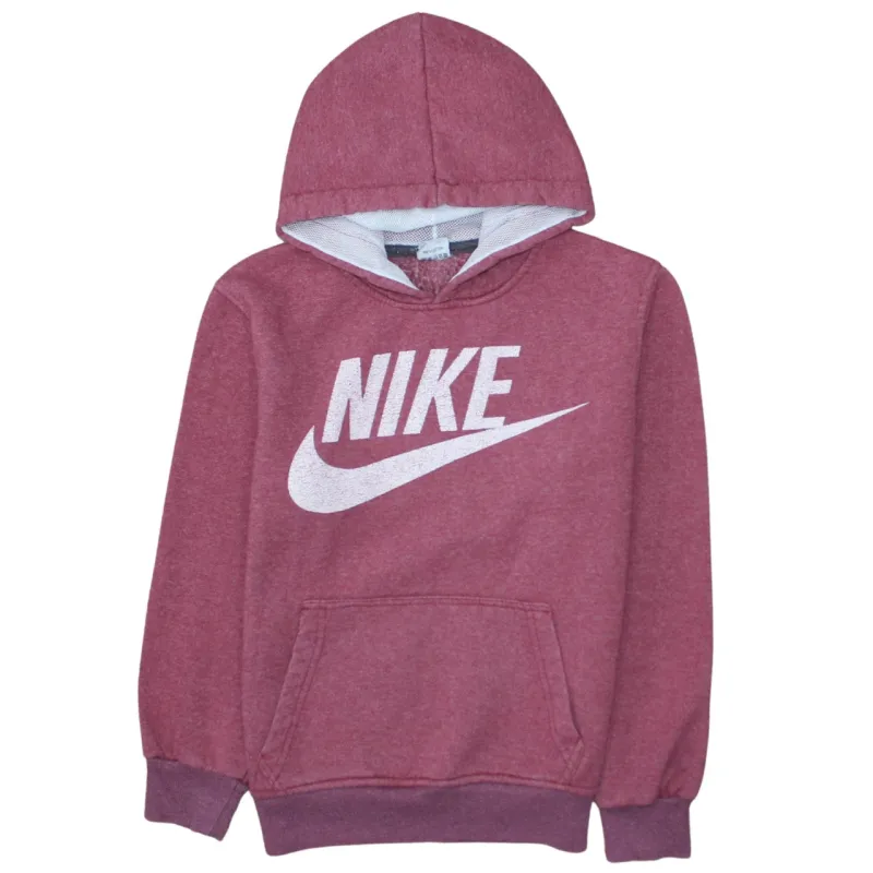 Nike Burgundy Red Hoodie Women’s Small Printed Logo Front Pouch Pullover Sweatshirt made by Nike